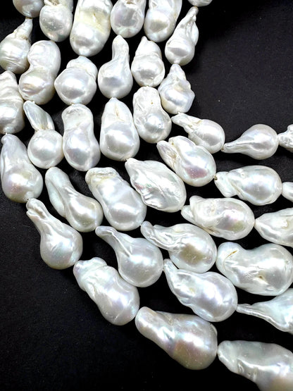 Natural Baroque Freshwater Pearls. White Color Baroque Pearl Bead. Excellent Quality. Full Strand 15.5”