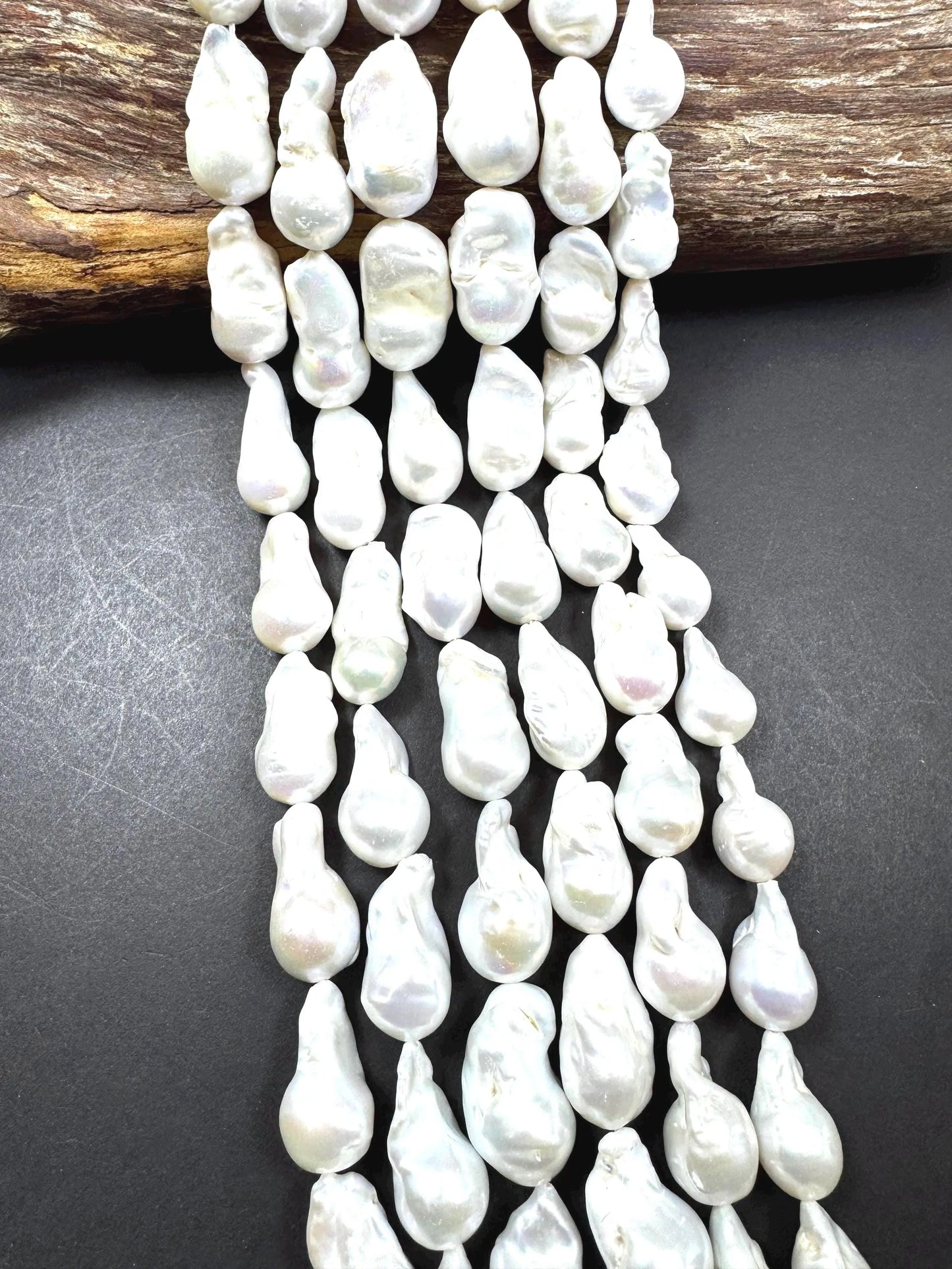 Natural Baroque Freshwater Pearls. White Color Baroque Pearl Bead. Excellent Quality. Full Strand 15.5”