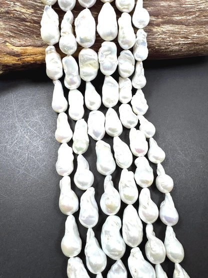 Natural Baroque Freshwater Pearls. White Color Baroque Pearl Bead. Excellent Quality. Full Strand 15.5”