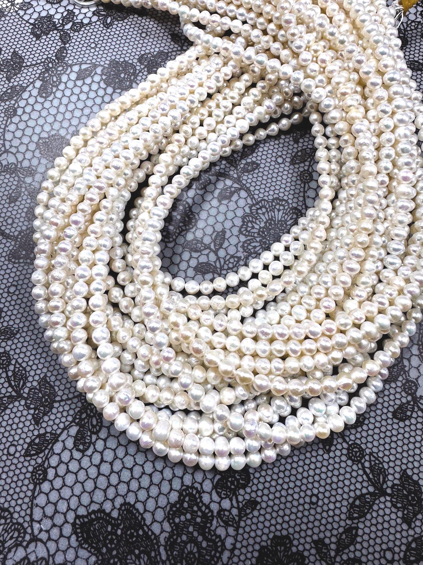 AAA Natural Freshwater Pearl round Shape Beads, 3mm 4mm . Super nice quality white fresh water pear bead . Full strand