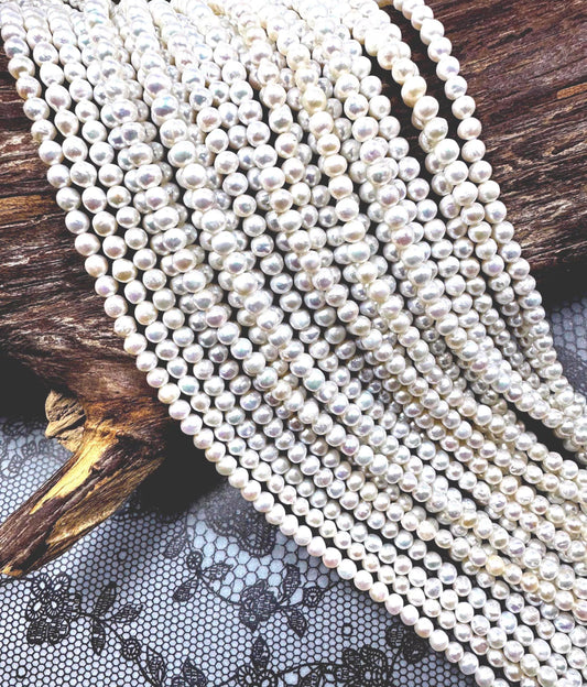 AAA Natural Freshwater Pearl round Shape Beads, 3mm 4mm . Super nice quality white fresh water pear bead . Full strand