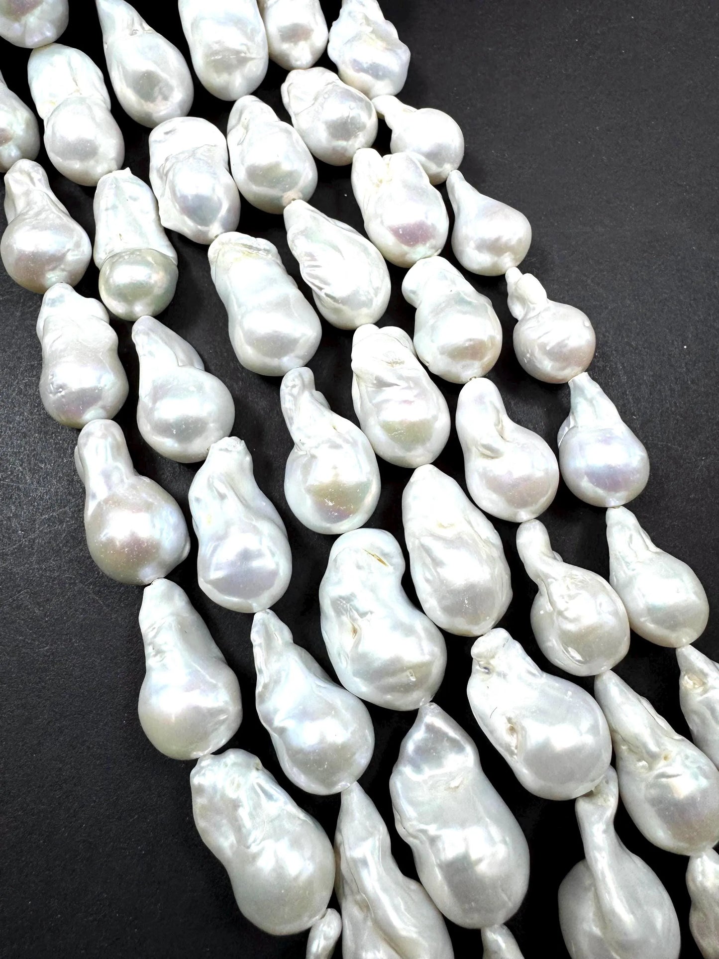 Natural Baroque Freshwater Pearls. White Color Baroque Pearl Bead. Excellent Quality. Full Strand 15.5”