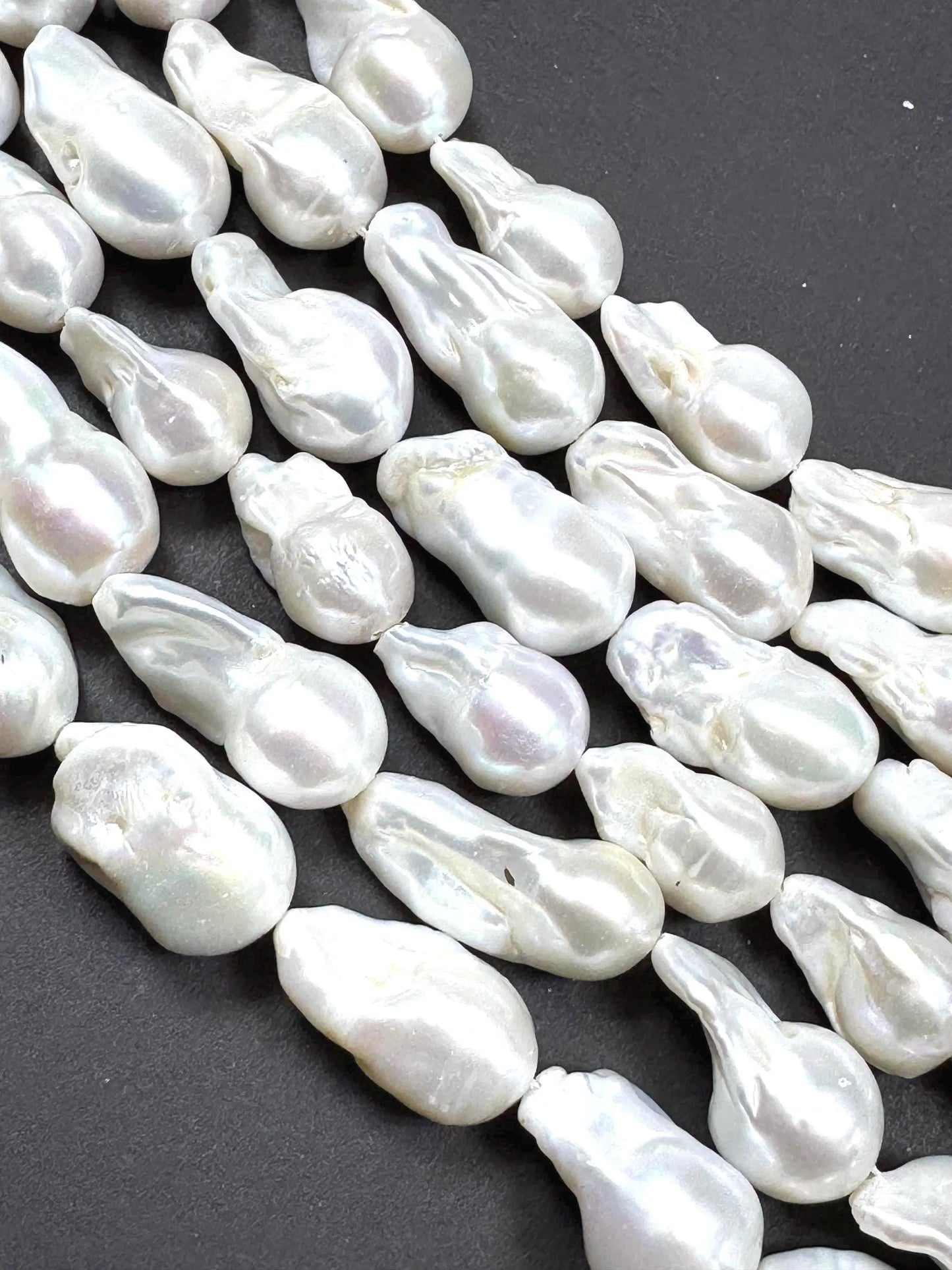 Natural Baroque Freshwater Pearls. White Color Baroque Pearl Bead. Excellent Quality. Full Strand 15.5”