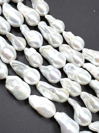 Natural Baroque Freshwater Pearls. White Color Baroque Pearl Bead. Excellent Quality. Full Strand 15.5”