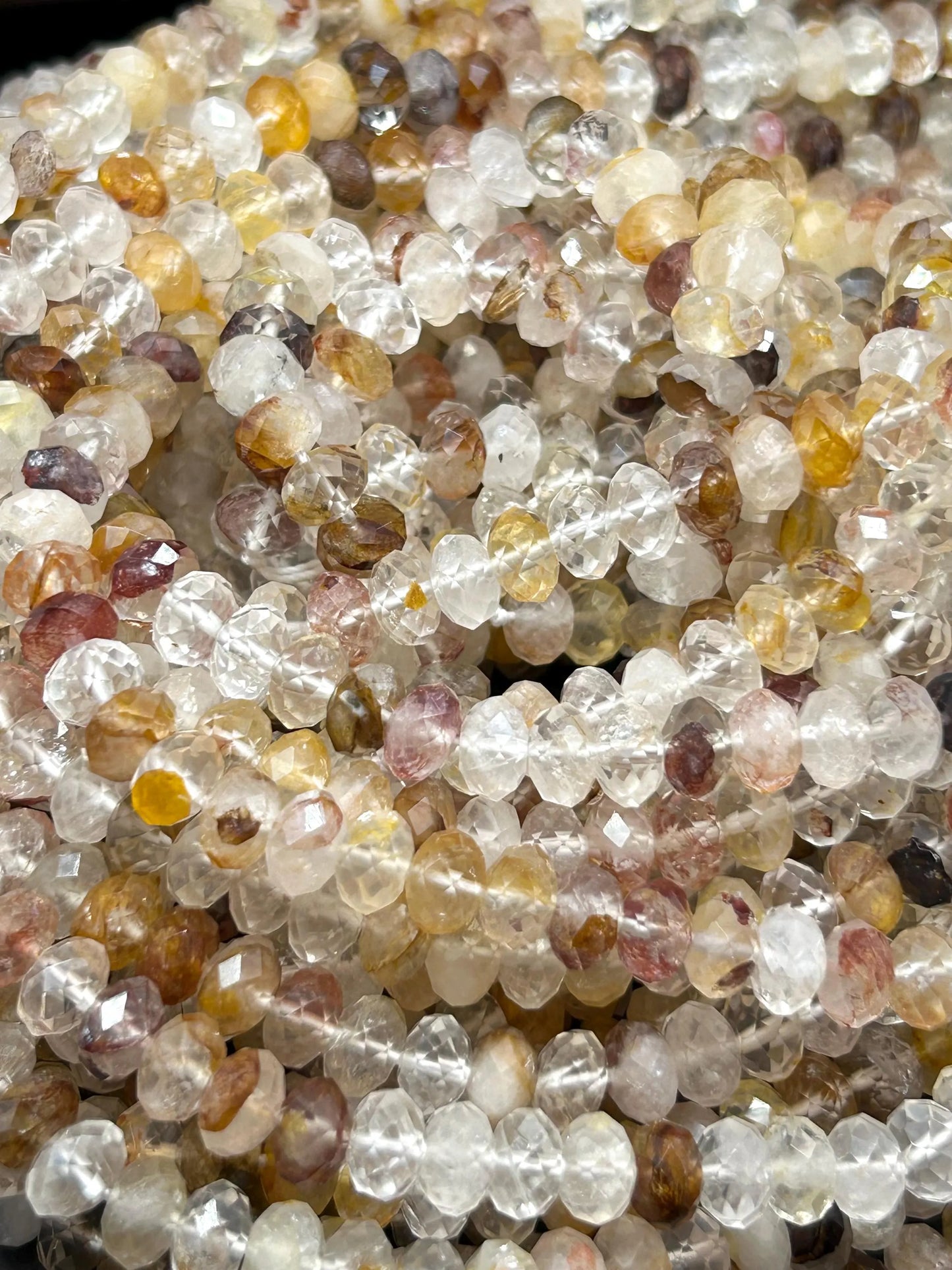 AAA Healer Quartz stone bead. Faceted  8x5mm Roundel Shape bead. Beautiful natural clear multi colored gemstone