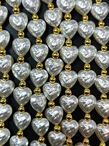 Chinese Swarovski Pearl Crystal Heart Beads12mm  heart Bead, Beautiful White Swarovski Crystal Pearl  7.5"