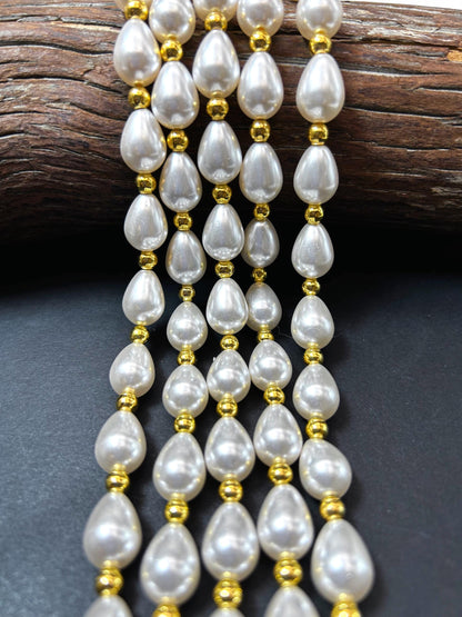 Chinese Swarovski Pearl Crystal Beads 13.5x9.5mm teardrop Bead, Beautiful White Swarovski Crystal Pearl  7.5"