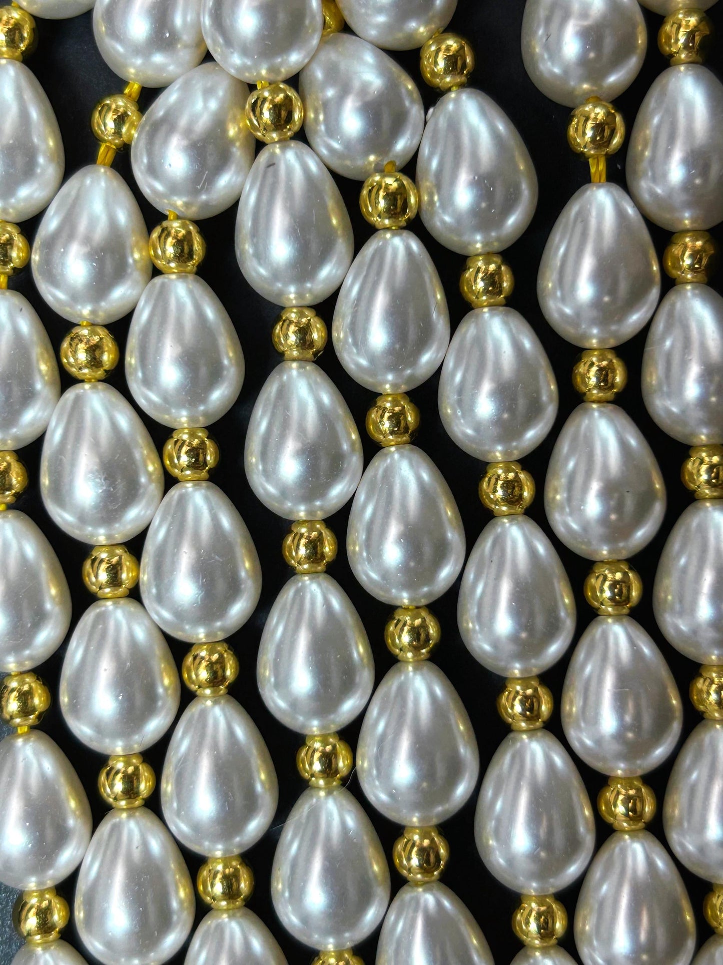 Chinese Swarovski Pearl Crystal Beads 13.5x9.5mm teardrop Bead, Beautiful White Swarovski Crystal Pearl  7.5"