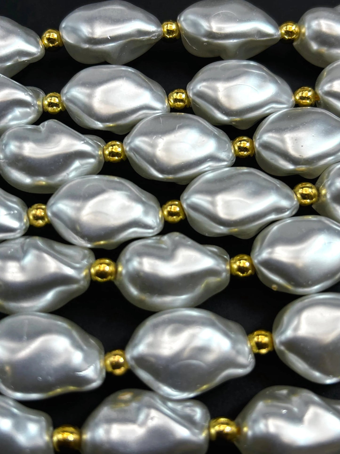 Chinese Swarovski Pearl Crystal Beads 13.5x9mm Baroque Bead, Beautiful White Swarovski Crystal Pearl  15.5"