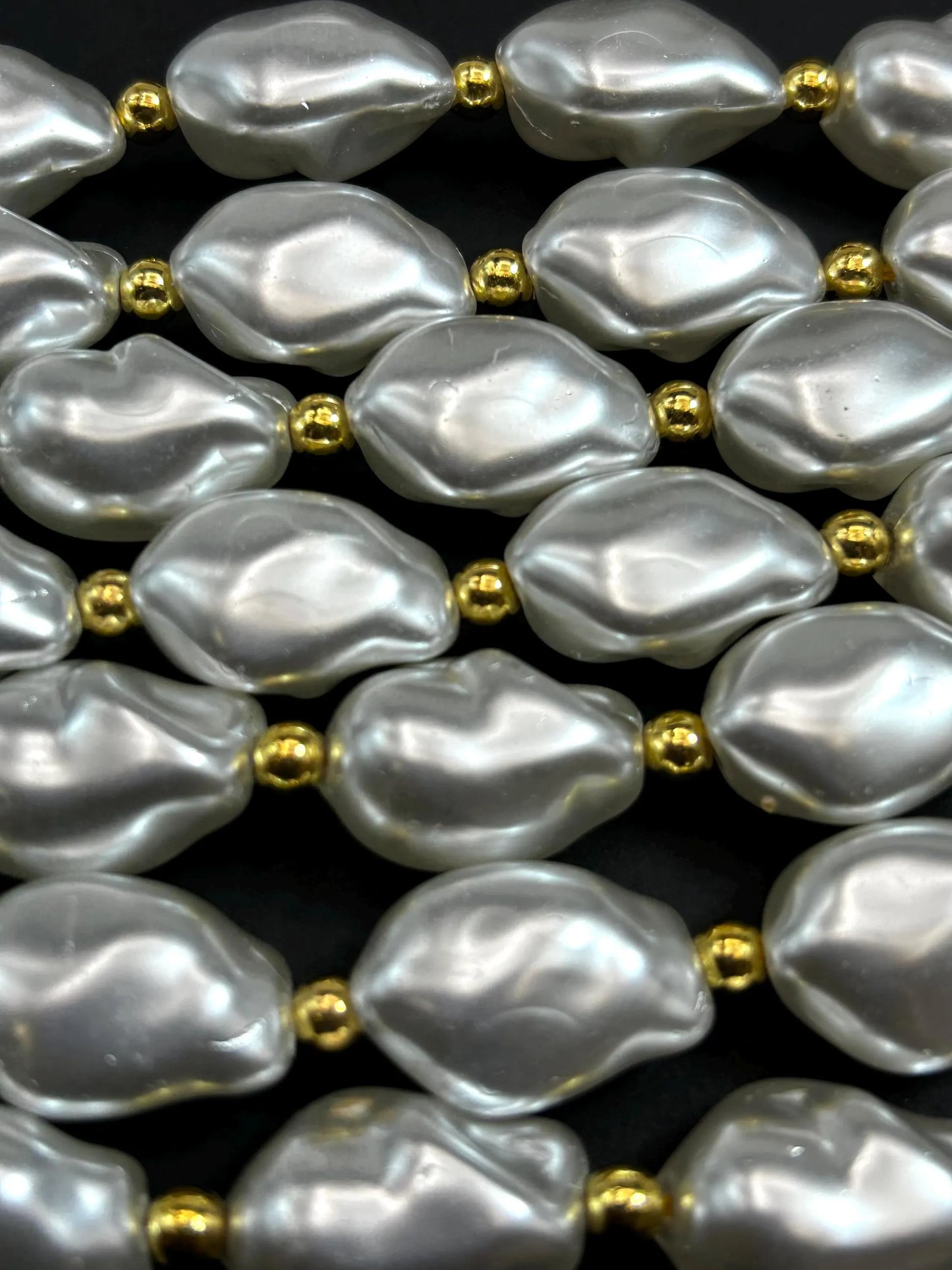 Chinese Swarovski Pearl Crystal Beads 13.5x9mm Baroque Bead, Beautiful White Swarovski Crystal Pearl  15.5"