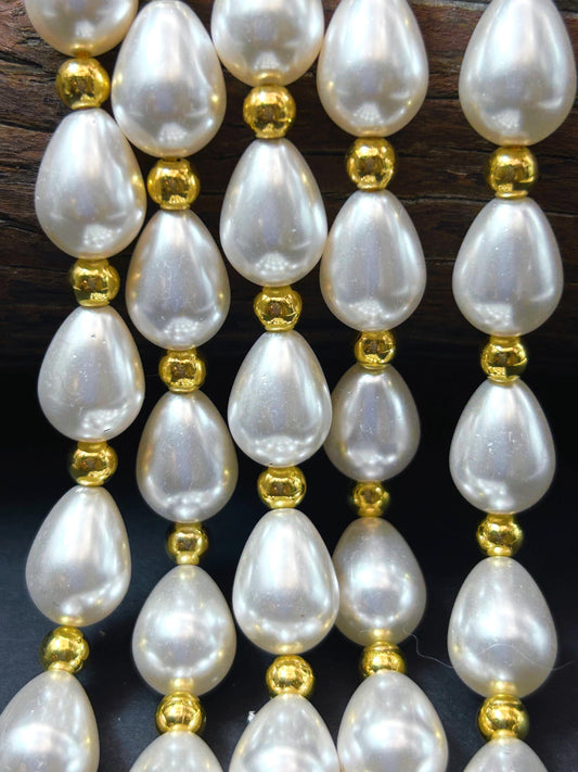 Chinese Swarovski Pearl Crystal Beads 13.5x9.5mm teardrop Bead, Beautiful White Swarovski Crystal Pearl  7.5"