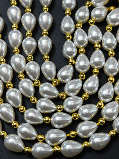 Chinese Swarovski Pearl Crystal Beads 13.5x9.5mm teardrop Bead, Beautiful White Swarovski Crystal Pearl  7.5"