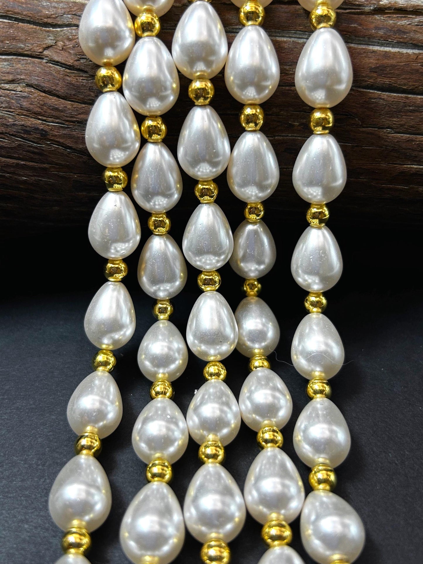 Chinese Swarovski Pearl Crystal Beads 13.5x9.5mm teardrop Bead, Beautiful White Swarovski Crystal Pearl  7.5"