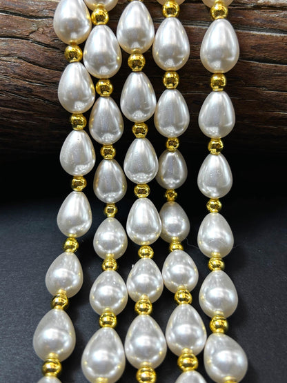 Chinese Swarovski Pearl Crystal Beads 13.5x9.5mm teardrop Bead, Beautiful White Swarovski Crystal Pearl  7.5"