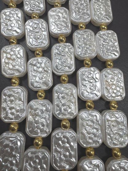 Gorgeous Chinese Swarovski Pearl Crystal Beads rectangle shape pearl Bead, Beautiful White pearl Swarovski Crystal Pearl Beads.