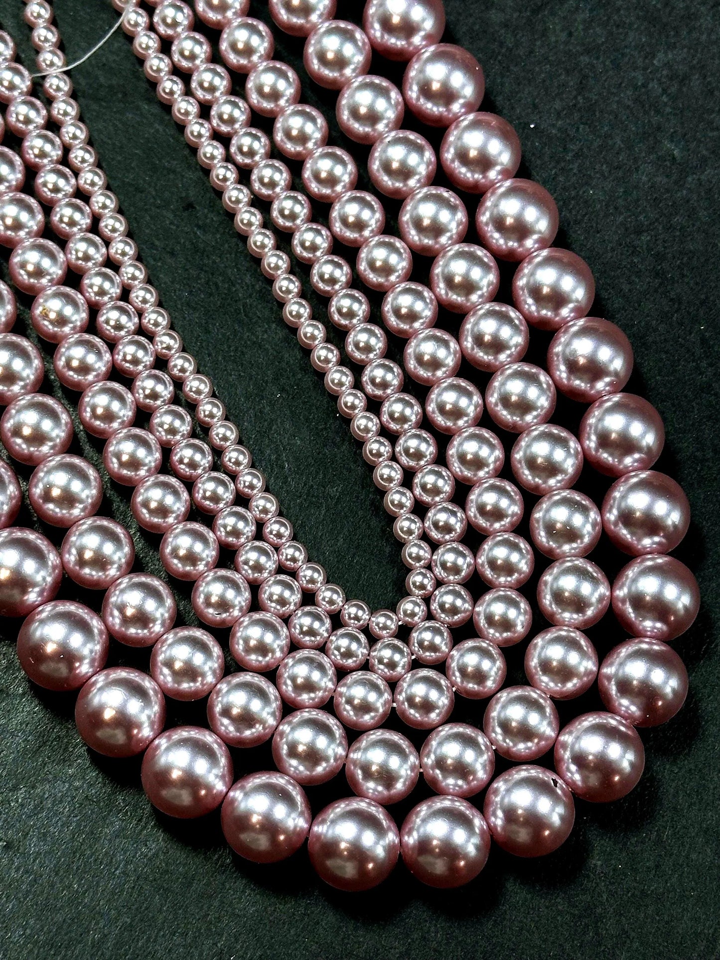 Chinese Swarovski Pearl Crystal Beads 4mm 6mm 8mm 10mm 12mm Round Bead, Beautiful Mauve Swarovski Crystal Pearl Round Swarovski Pearls 15.5"