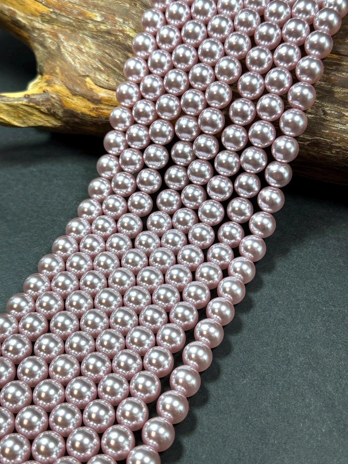 Chinese Swarovski Pearl Crystal Beads 4mm 6mm 8mm 10mm 12mm Round Bead, Beautiful Mauve Swarovski Crystal Pearl Round Swarovski Pearls 15.5"