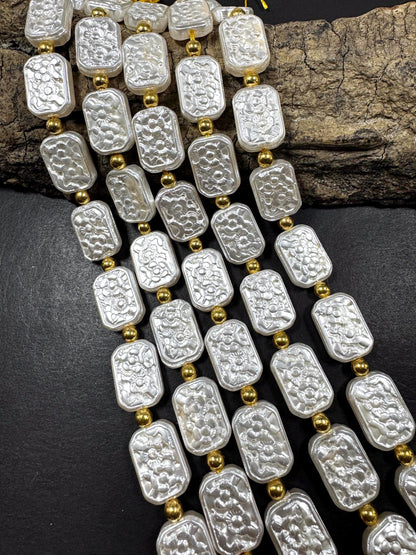 Gorgeous Chinese Swarovski Pearl Crystal Beads rectangle shape pearl Bead, Beautiful White pearl Swarovski Crystal Pearl Beads.