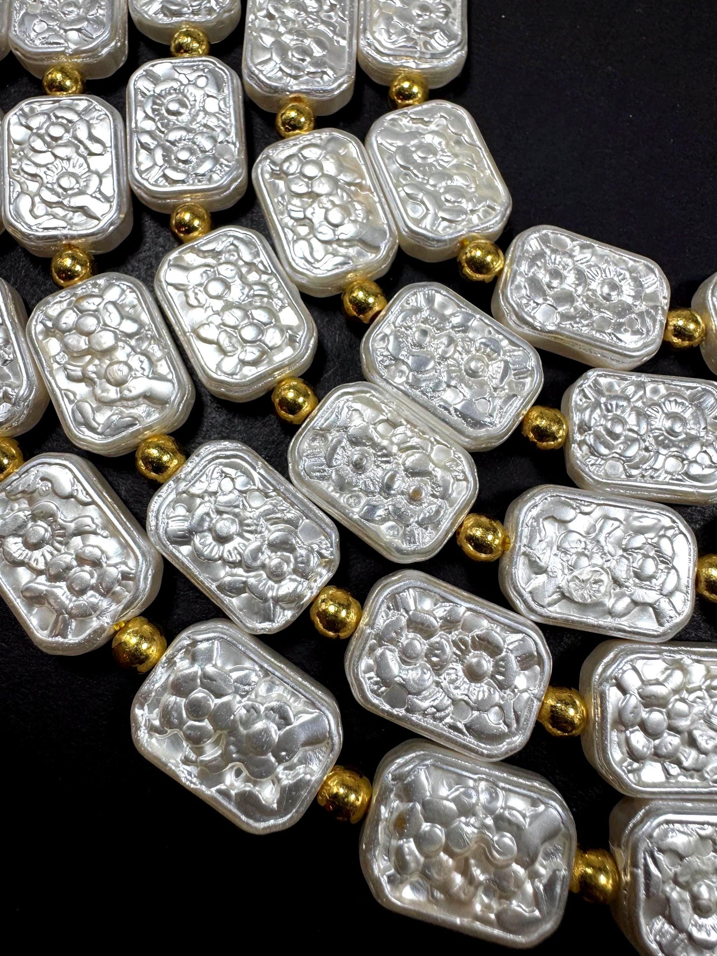 Gorgeous Chinese Swarovski Pearl Crystal Beads rectangle shape pearl Bead, Beautiful White pearl Swarovski Crystal Pearl Beads.