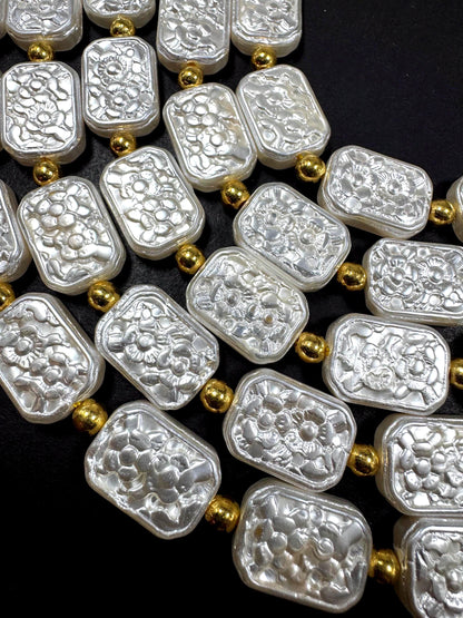 Gorgeous Chinese Swarovski Pearl Crystal Beads rectangle shape pearl Bead, Beautiful White pearl Swarovski Crystal Pearl Beads.