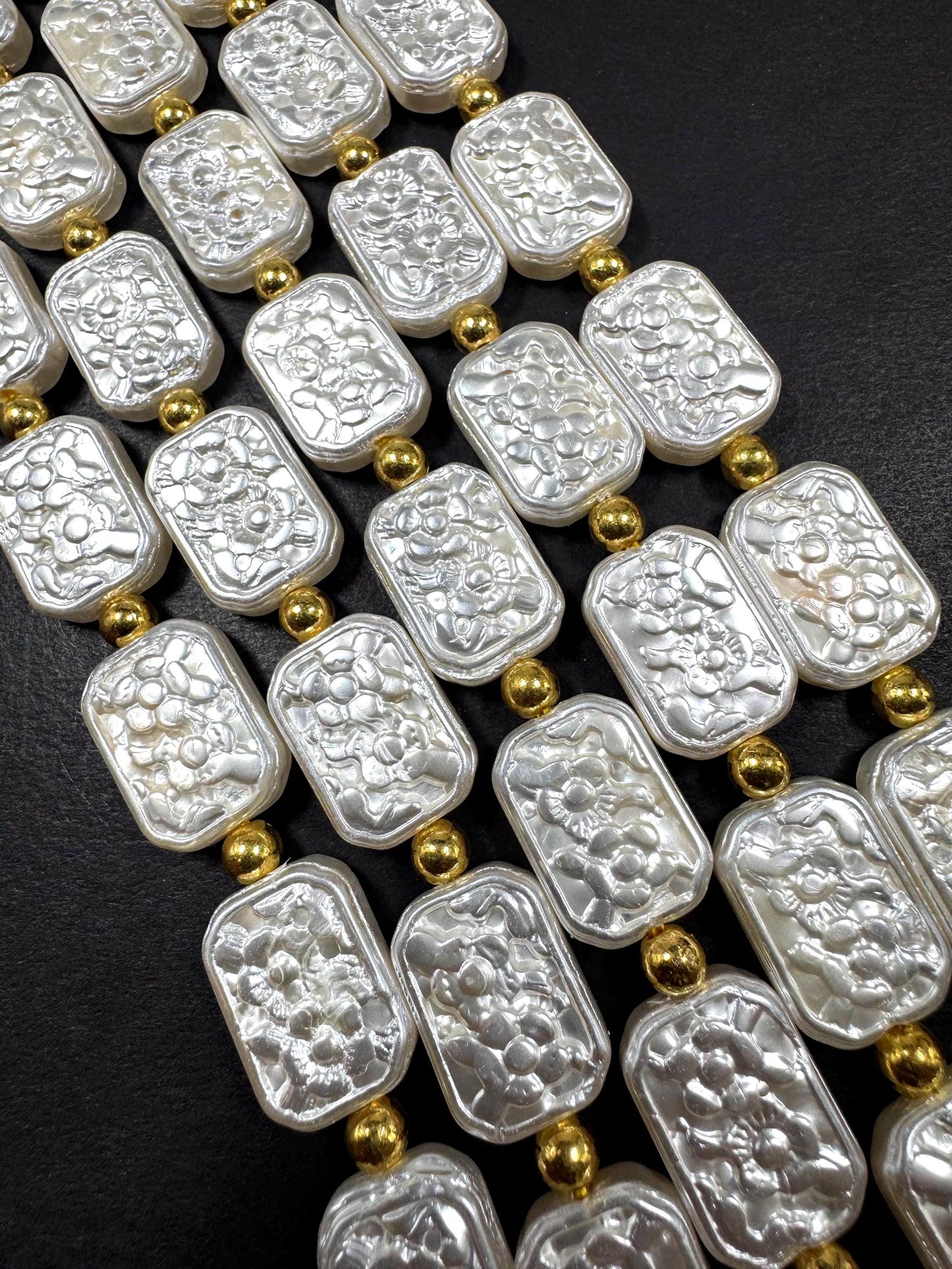 Gorgeous Chinese Swarovski Pearl Crystal Beads rectangle shape pearl Bead, Beautiful White pearl Swarovski Crystal Pearl Beads.