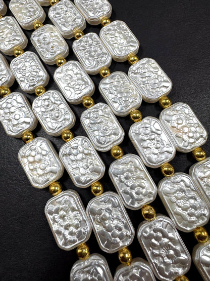 Gorgeous Chinese Swarovski Pearl Crystal Beads rectangle shape pearl Bead, Beautiful White pearl Swarovski Crystal Pearl Beads.