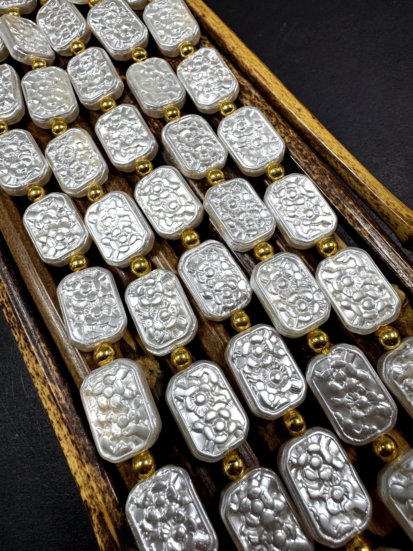 Gorgeous Chinese Swarovski Pearl Crystal Beads rectangle shape pearl Bead, Beautiful White pearl Swarovski Crystal Pearl Beads.