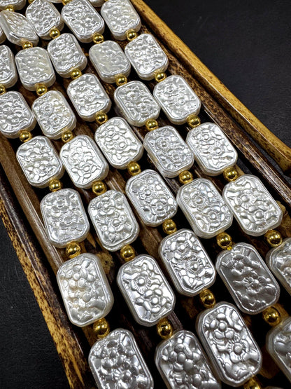 Gorgeous Chinese Swarovski Pearl Crystal Beads rectangle shape pearl Bead, Beautiful White pearl Swarovski Crystal Pearl Beads.