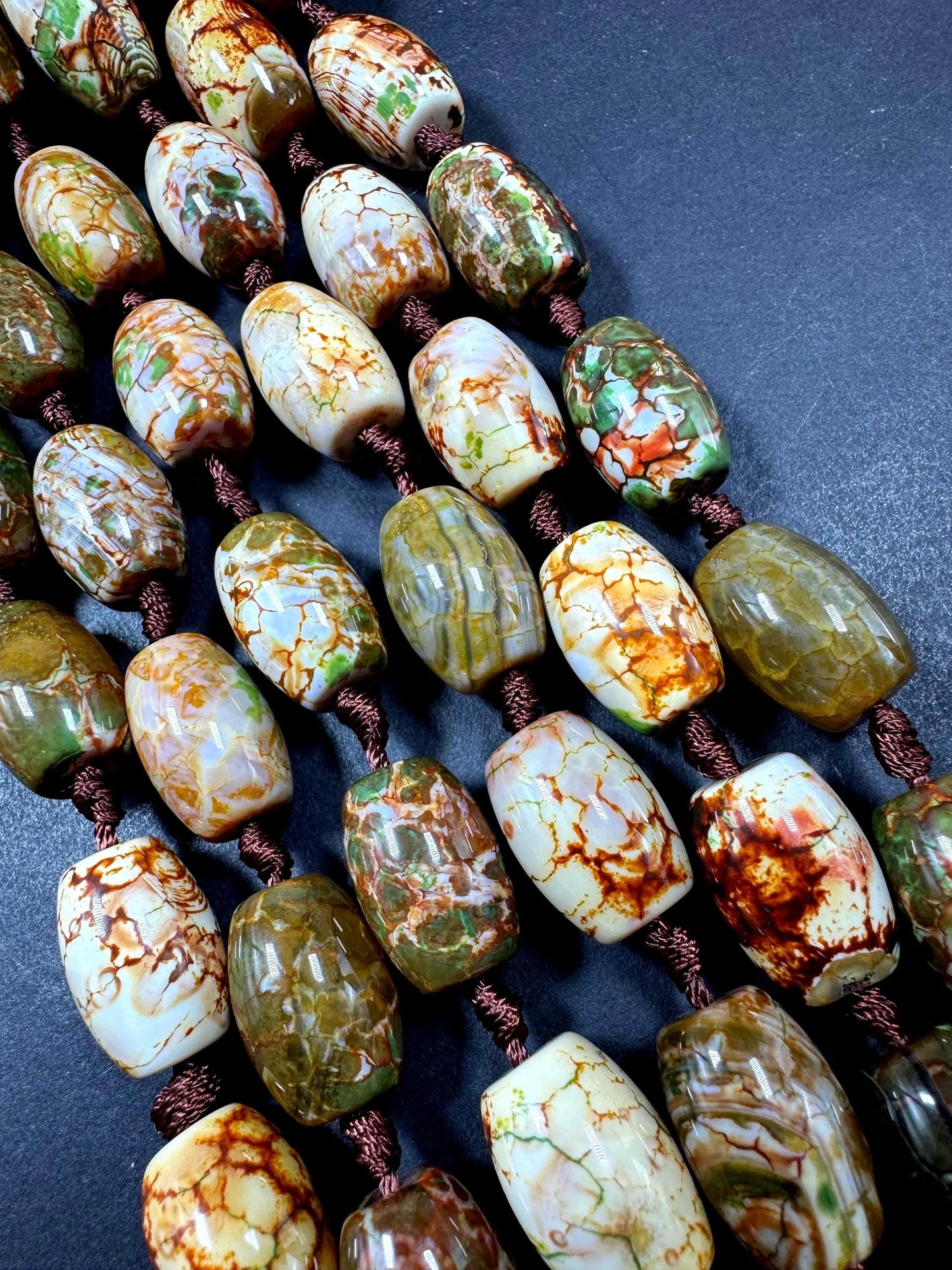 AAA Natural gemstone bead. Tibetan stone bead. gorgeous brown green color. excellent quality. full strand !