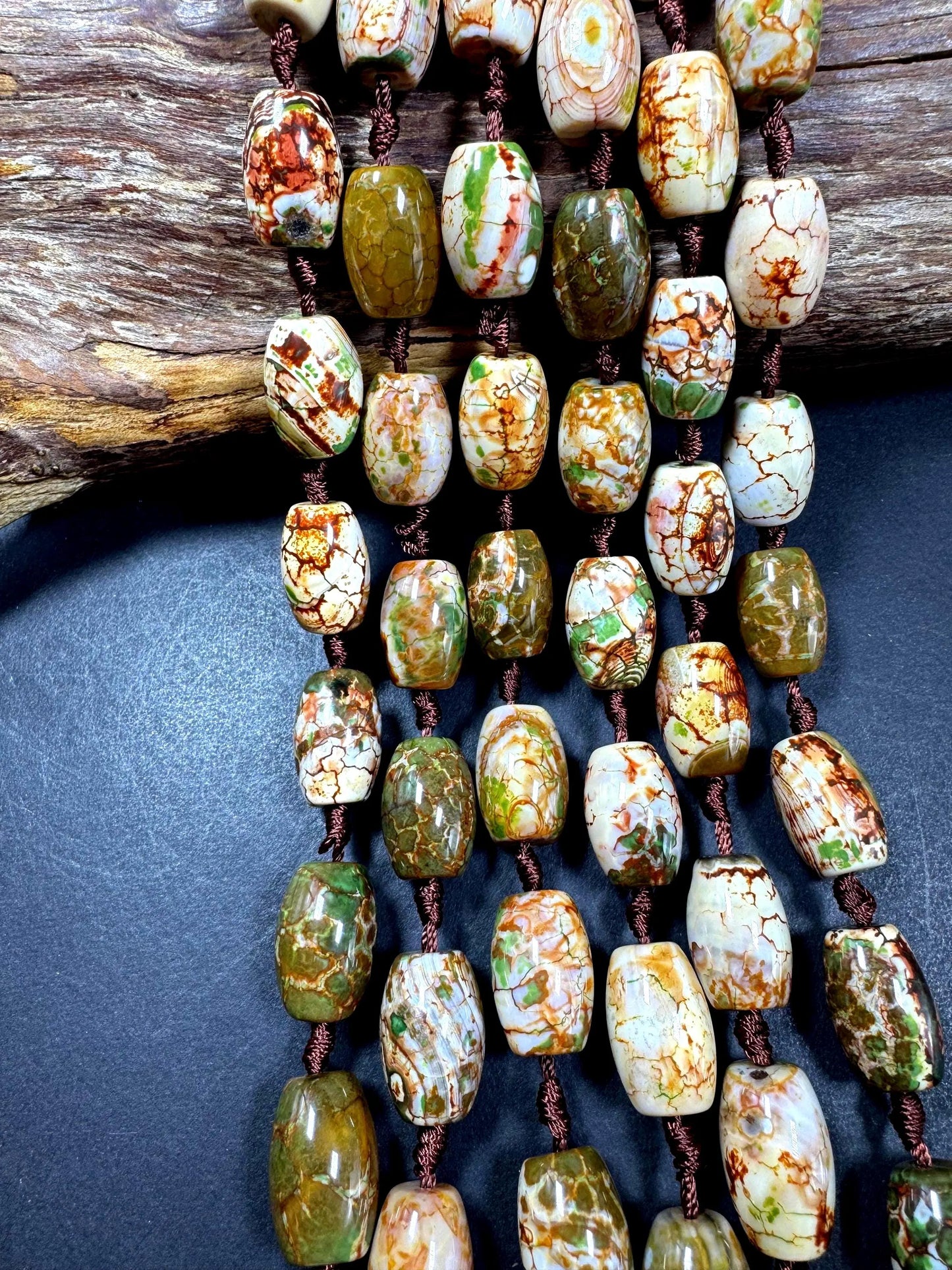 AAA Natural gemstone bead. Tibetan stone bead. gorgeous brown green color. excellent quality. full strand !