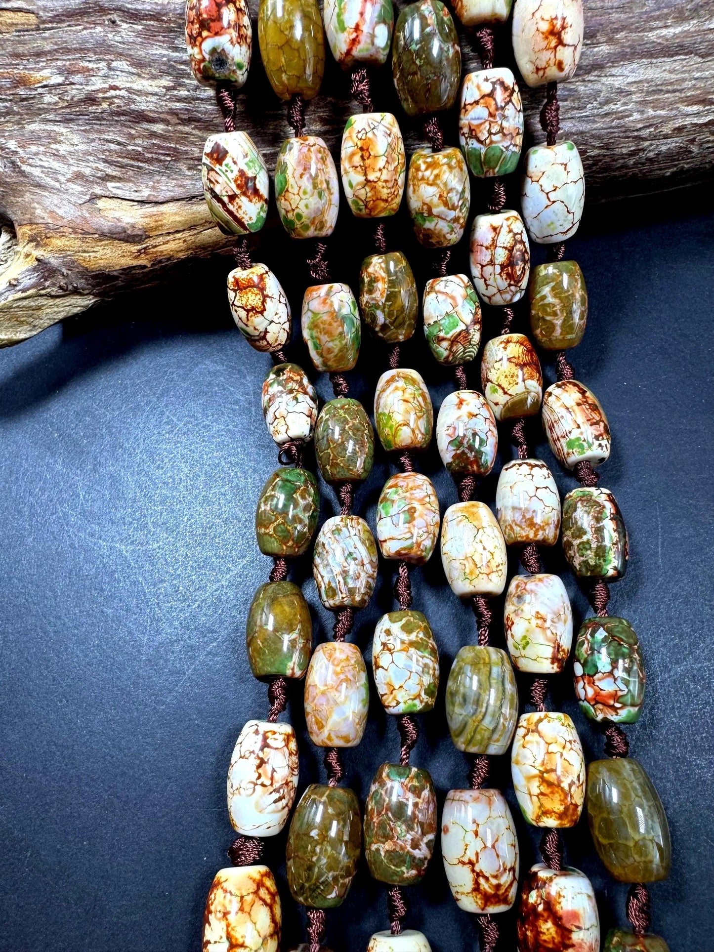 AAA Natural gemstone bead. Tibetan stone bead. gorgeous brown green color. excellent quality. full strand !