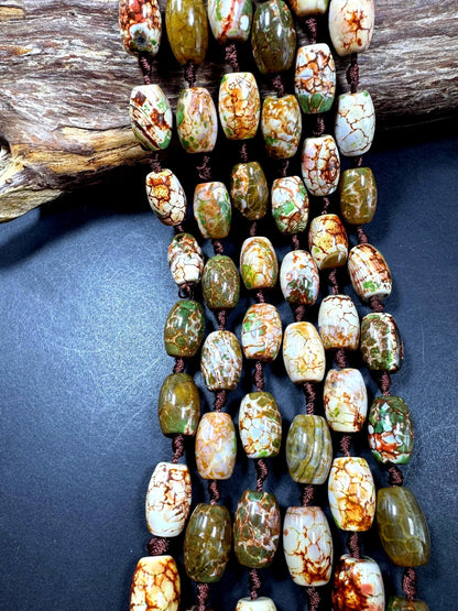 AAA Natural gemstone bead. Tibetan stone bead. gorgeous brown green color. excellent quality. full strand !