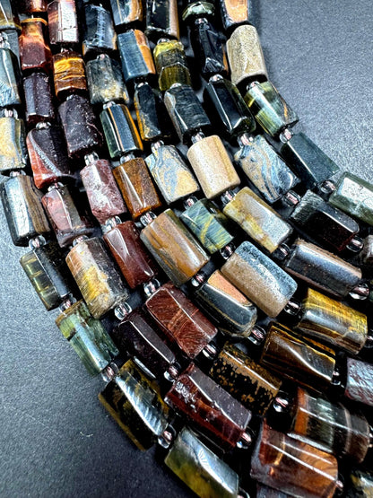 AAA Natural multi tiger eye gemstone bead. 8x12mm tube shape .beautiful Natural color. Excellent quality .  full strand 1