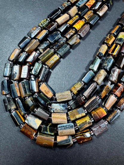 AAA Natural multi tiger eye gemstone bead. 8x12mm tube shape .beautiful Natural color. Excellent quality .  full strand 1