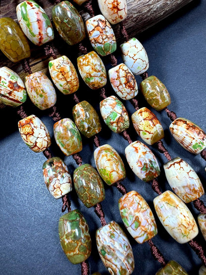 AAA Natural gemstone bead. Tibetan stone bead. gorgeous brown green color. excellent quality. full strand !