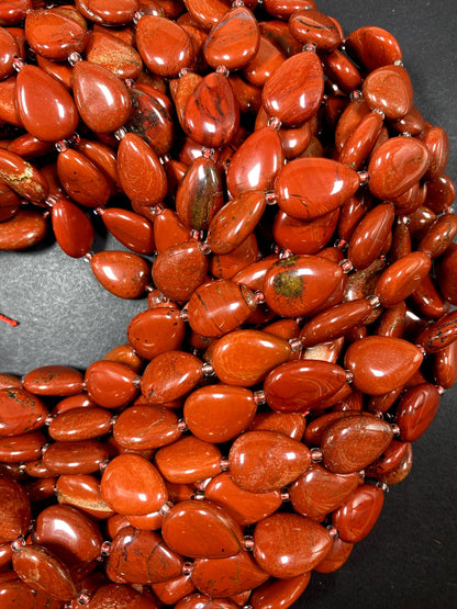 Natural Red Jasper Teardrop 13x17mm gemstone bead. Beautiful natural orange red beige color gemstone bead. FULL STRAND 15.5"