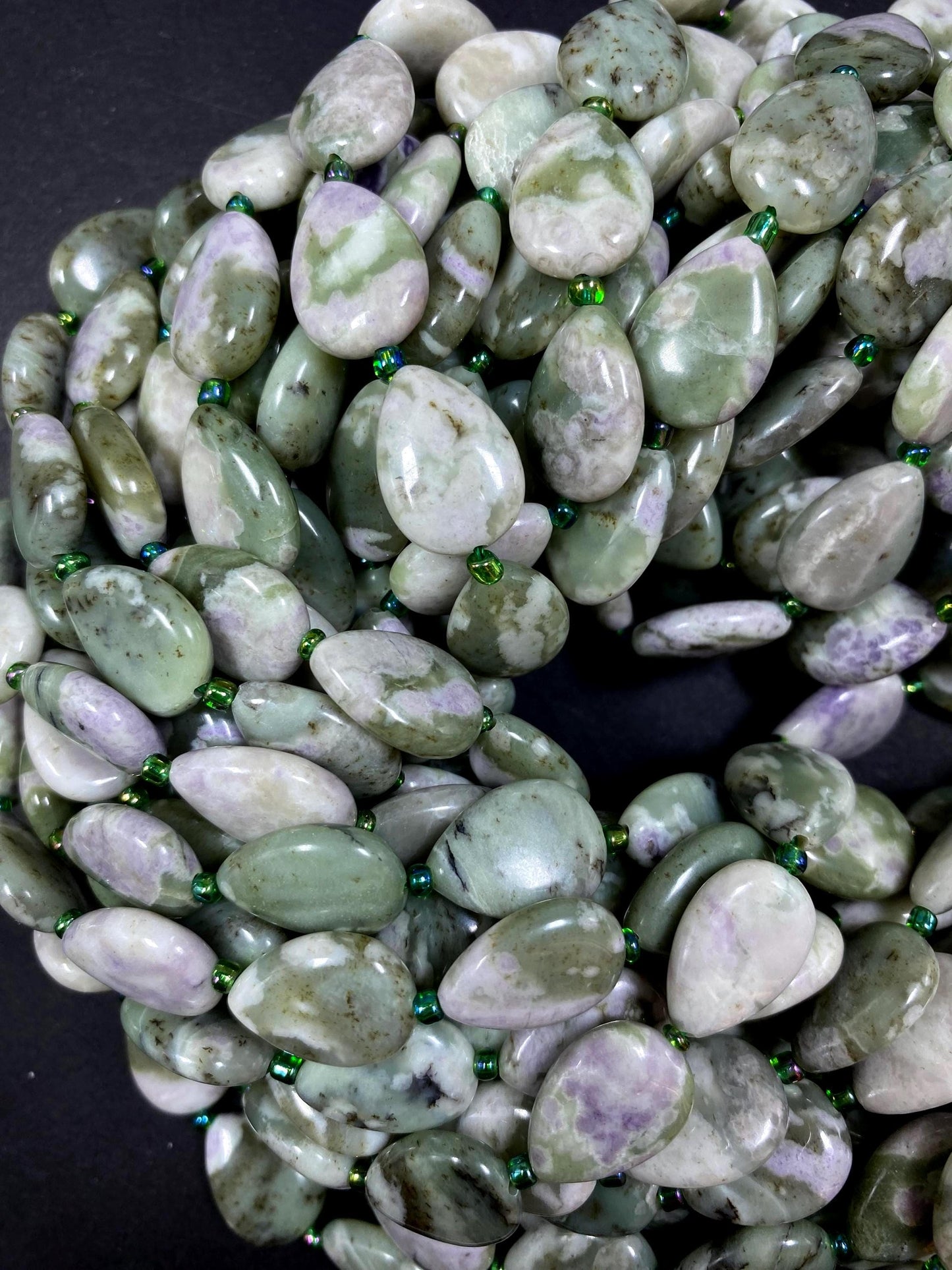 Natural  green Auspicious  Jade Teardrop Shape 13x17mm gemstone bead. Beautiful natural light green color jade bead . FULL STRAND 15.5
