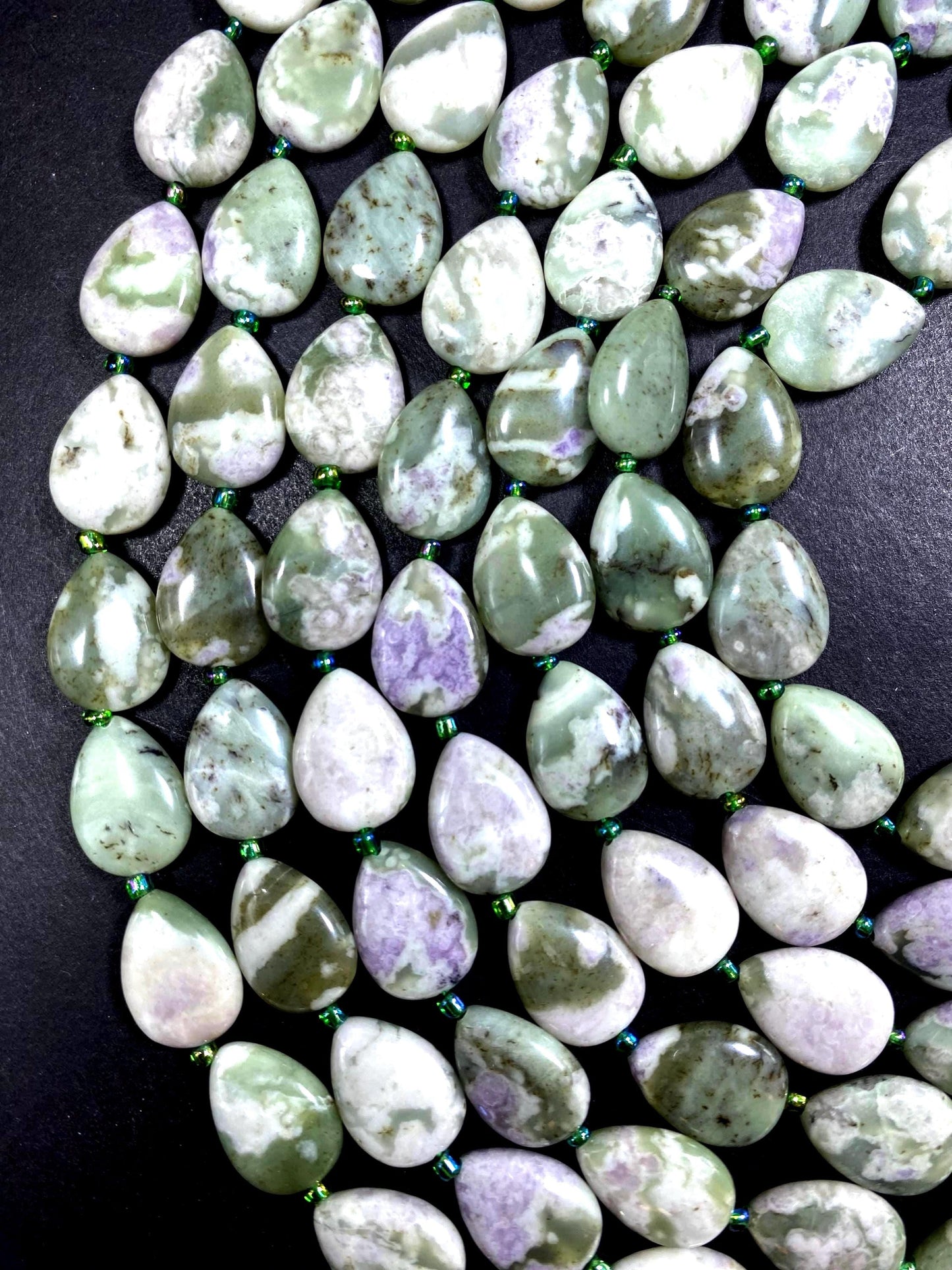 Natural  green Auspicious  Jade Teardrop Shape 13x17mm gemstone bead. Beautiful natural light green color jade bead . FULL STRAND 15.5