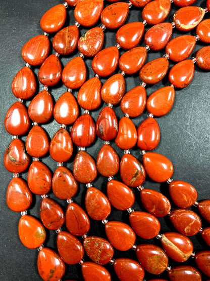 Natural Red Jasper Teardrop 13x17mm gemstone bead. Beautiful natural orange red beige color gemstone bead. FULL STRAND 15.5"