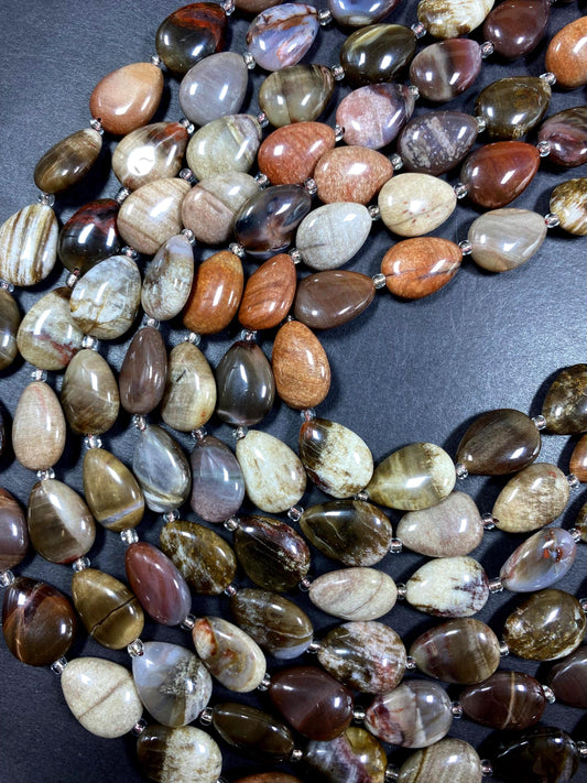Black Moonstone Gemstone Bead 12x16mm Teardrop Shape Bead, Beautiful Natural Black with Brown Color Gemstone Beads, Full Strand 15.5"