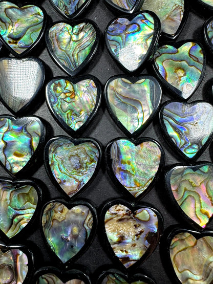 Natural abalone shell beads . Beautiful heart shape 20mm  gorgeous natural color . excellent quality . abalone beads