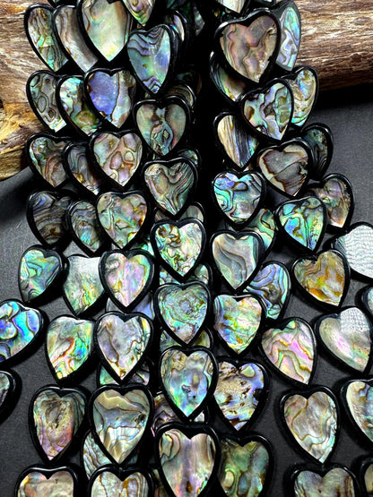 Natural abalone shell beads . Beautiful heart shape 20mm  gorgeous natural color . excellent quality . abalone beads