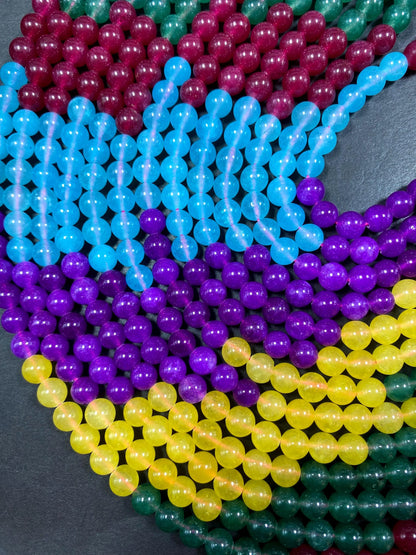 Multi-Color Jade Gemstone Bead,  Gorgeous 8mm Round shape Jade Gemstone Beads, Great Quality Full Strand 15.5"