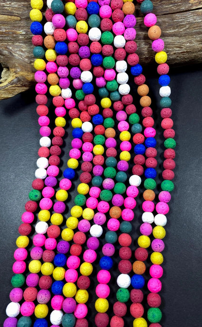 AAA Natural lava rock stone bead . 8mm 10mm round bead. Beautiful natural multi-color lava rock stone bead. Full strand 15.5”