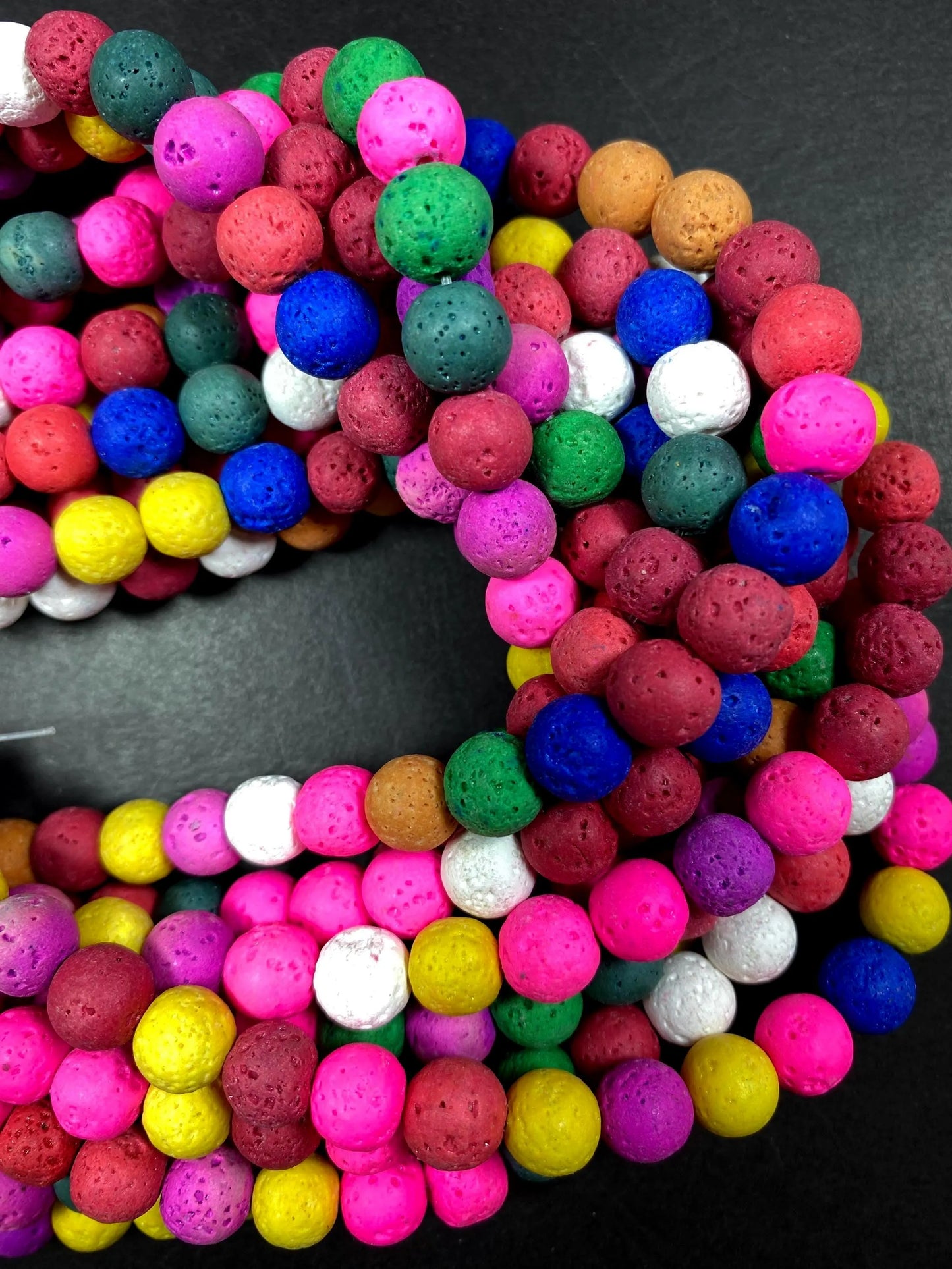 AAA Natural lava rock stone bead . 8mm 10mm round bead. Beautiful natural multi-color lava rock stone bead. Full strand 15.5”