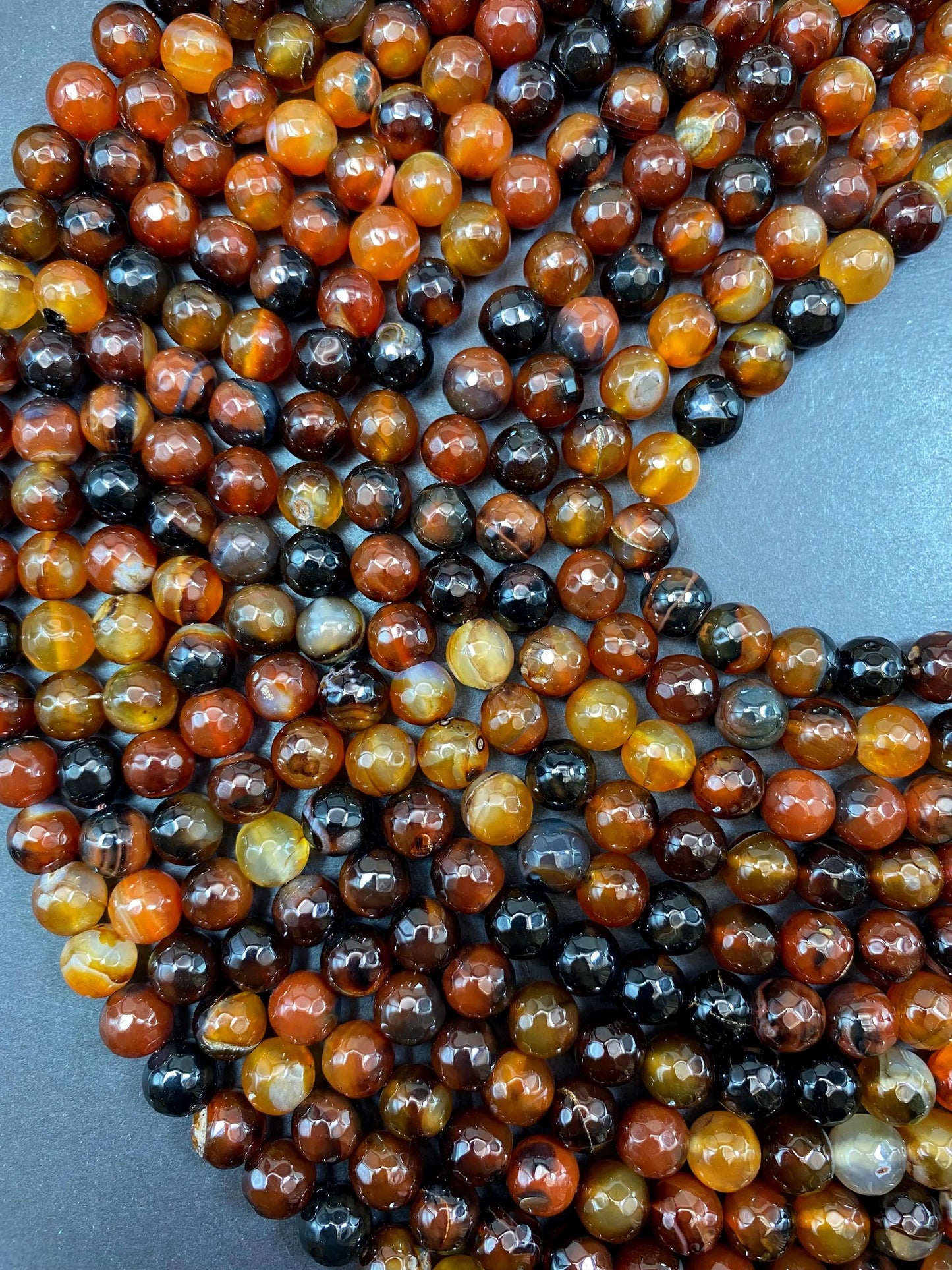 NATURAL Botswana Agate Gemstone Bead Faceted  7mm 10mm Round Beads, Beautiful Dark Brown Color Gemstone Bead Full Strand 15.5"