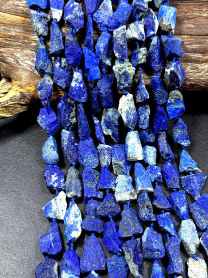 Natural raw lapis gemstone bead. freedom nugget shape . gorgeous Natural royal blue color . Not treated. excellent quality. full strand 15.5