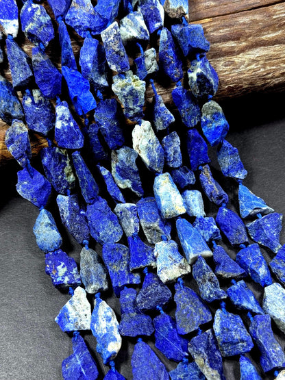 Natural raw lapis gemstone bead. freedom nugget shape . gorgeous Natural royal blue color . Not treated. excellent quality. full strand 15.5