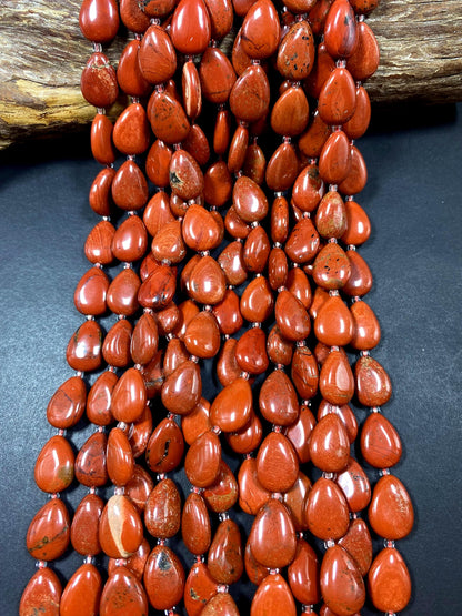 Natural Red Jasper Teardrop 13x17mm gemstone bead. Beautiful natural orange red beige color gemstone bead. FULL STRAND 15.5"