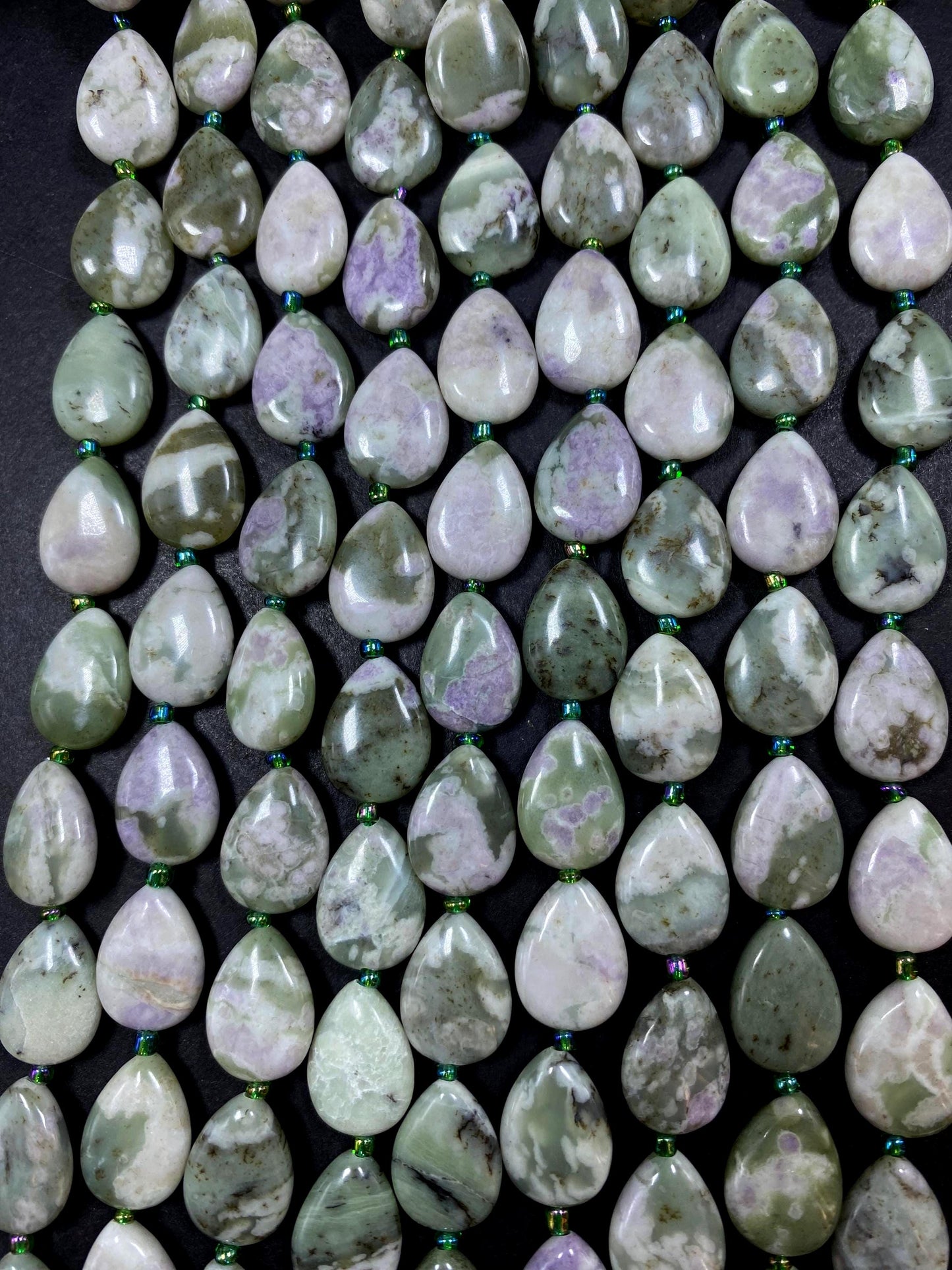 Natural  green Auspicious  Jade Teardrop Shape 13x17mm gemstone bead. Beautiful natural light green color jade bead . FULL STRAND 15.5